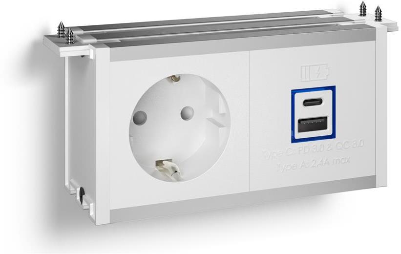 Модул Fusion 2M с 1х Шуко и USB тип A+C Power Delivery 65W, цвят Бял, ABL, ABL Сърбия, 2M81F1H3