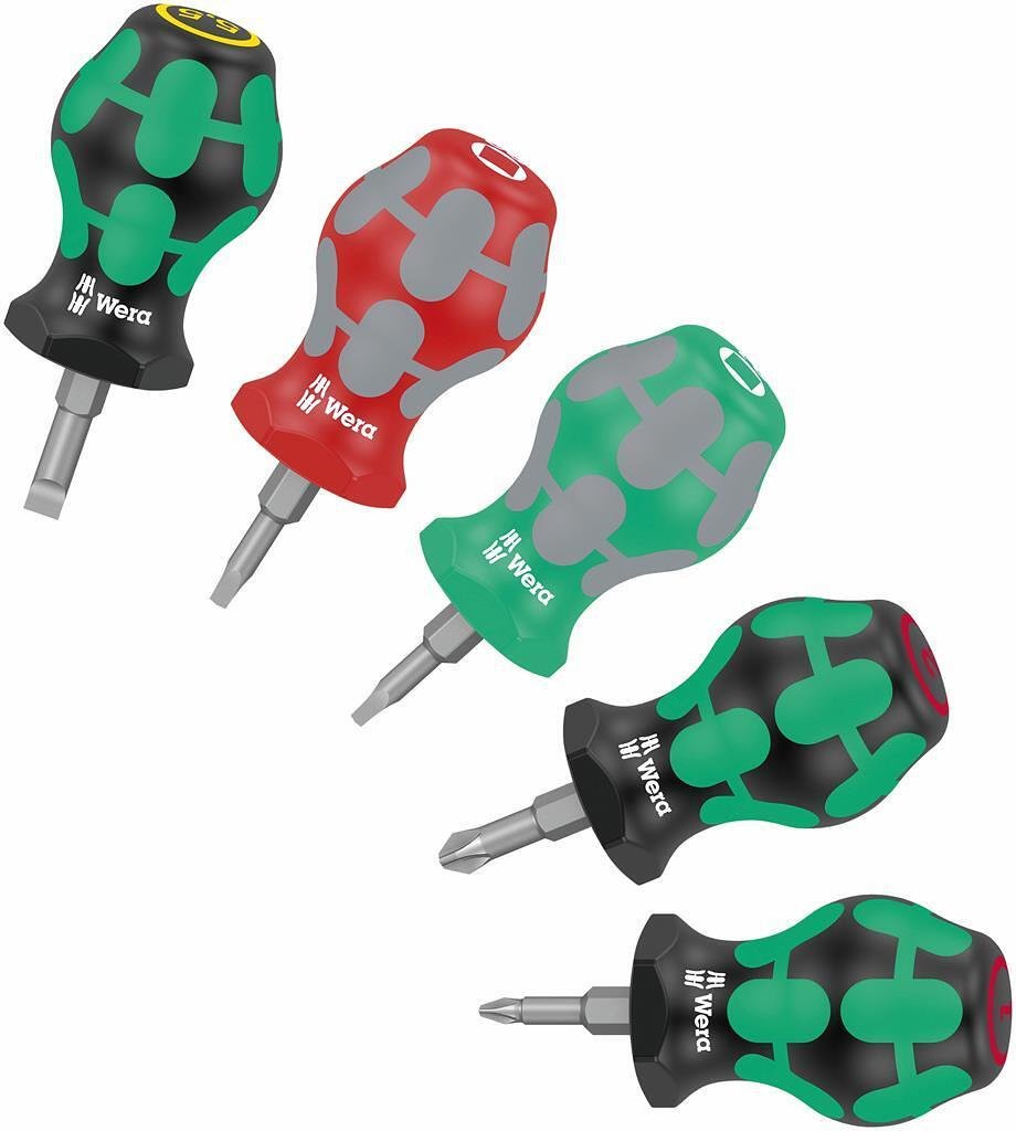 Комплект отвертки, 1x шлиц, 2x PH и 2x квадрат, 3xx/5 Kraftform Stubby Wera - W008872