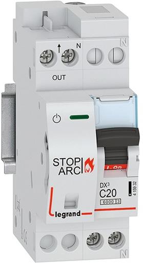 Автоматичен прекъсвач AFDD серия DX3 STOP ARC 1P+ND крива C 20A, LEGRAND НИСКО НАПРЕЖЕНИЕ, 415932