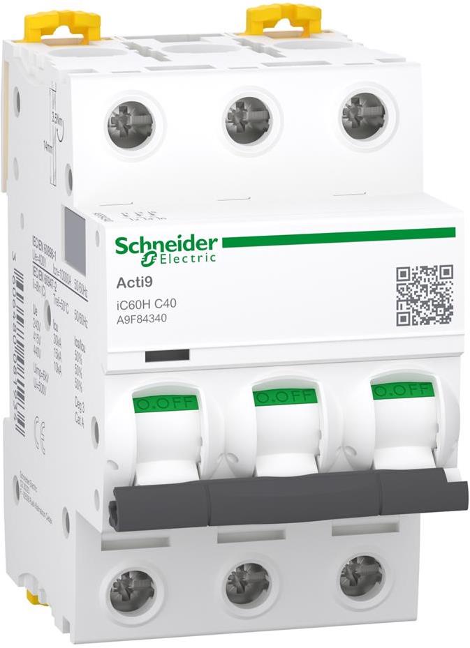 Автоматичен прекъсвач Acti 9 iC60H 3P 40A крива C 10kA SE, SCHNEIDER ELECTRIC НИСКО НАПРЕЖЕНИЕ, A9F84340