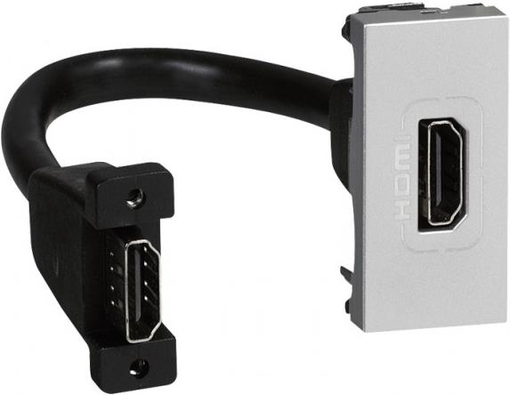 Розетка HDMI 1 мод. с кабел 15см. цвят алуминий Mosaic Legrand, LEGRAND, 79378