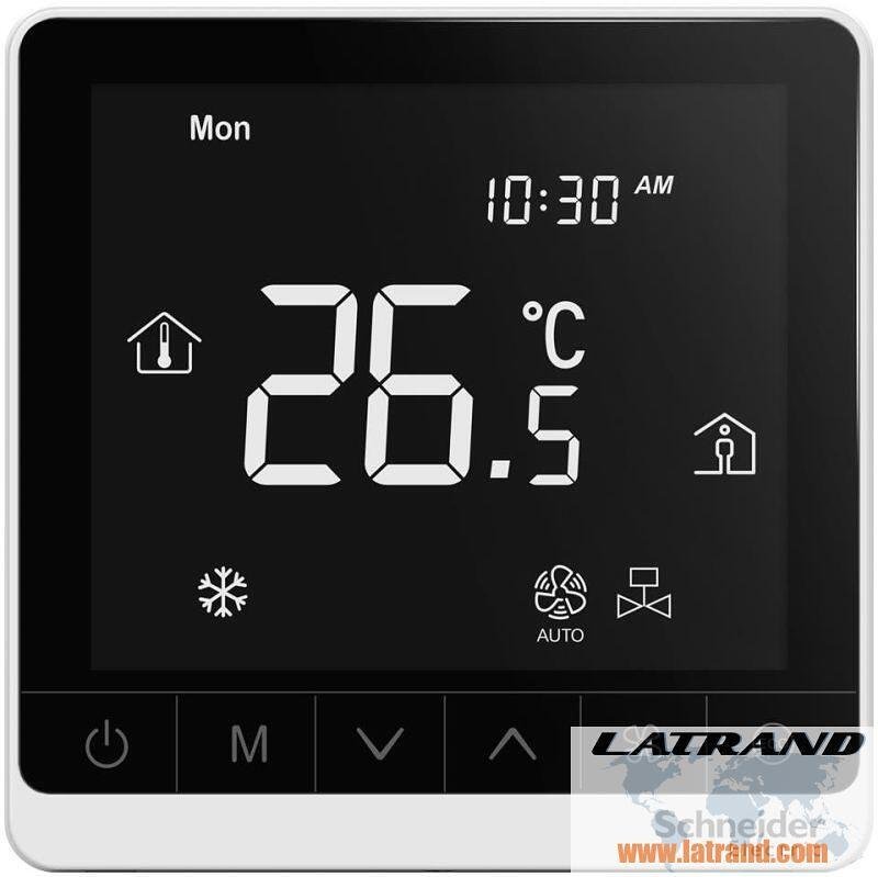 Термостат за отопление и охлаждане 5…35 °C с LCD сензорен дисплей за 2-тръбни вентилаторни конвектори, за вграждане, SE - TC907-3A2L