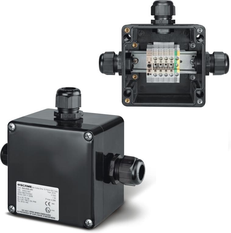 Кутия взривозащитена EX 122х120х90мм IP66, с 4х щуцера М20, 4xWDU 6,0mm², серия Zenith-P ЕX Scame, SCAME, 644.0345-J03