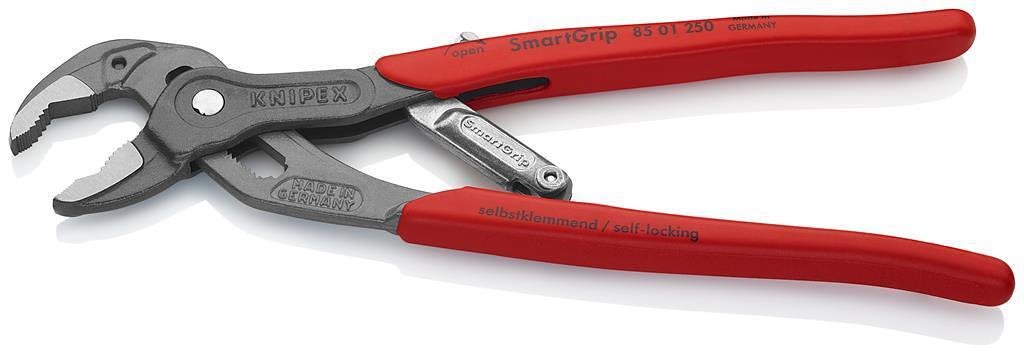 Клещи раздвижени SmartGrip, червена ръкохватка 250мм, Knipex - K8501250