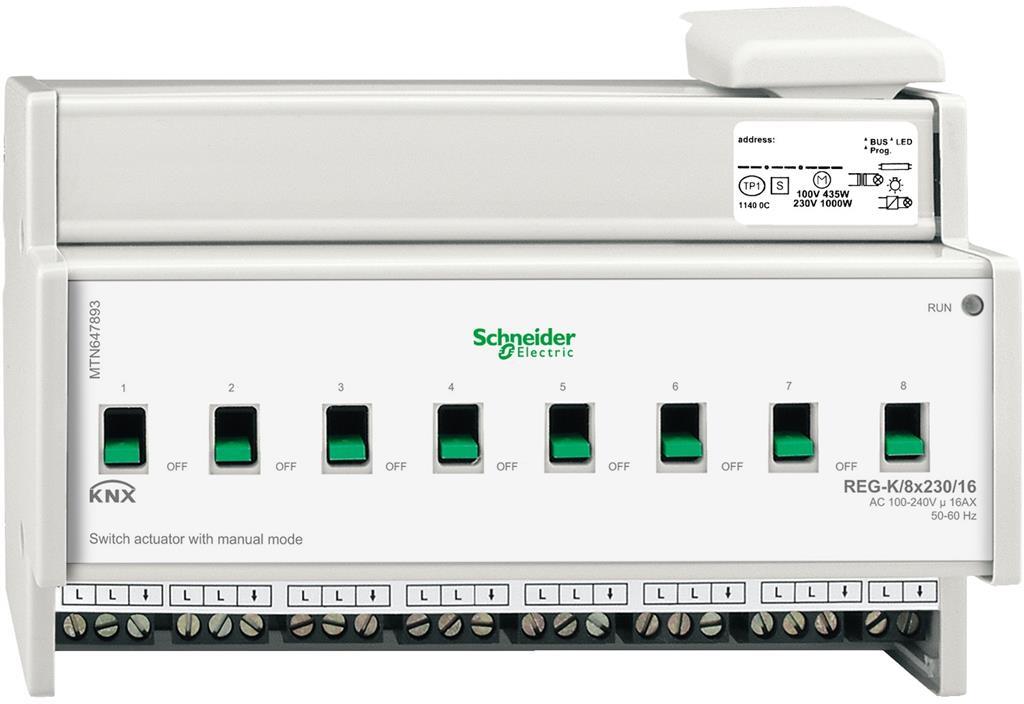 Актуатор изходи с ръчно управление REG-K 8х 230Vac 16A 8DIN KNX SE, MTN647893