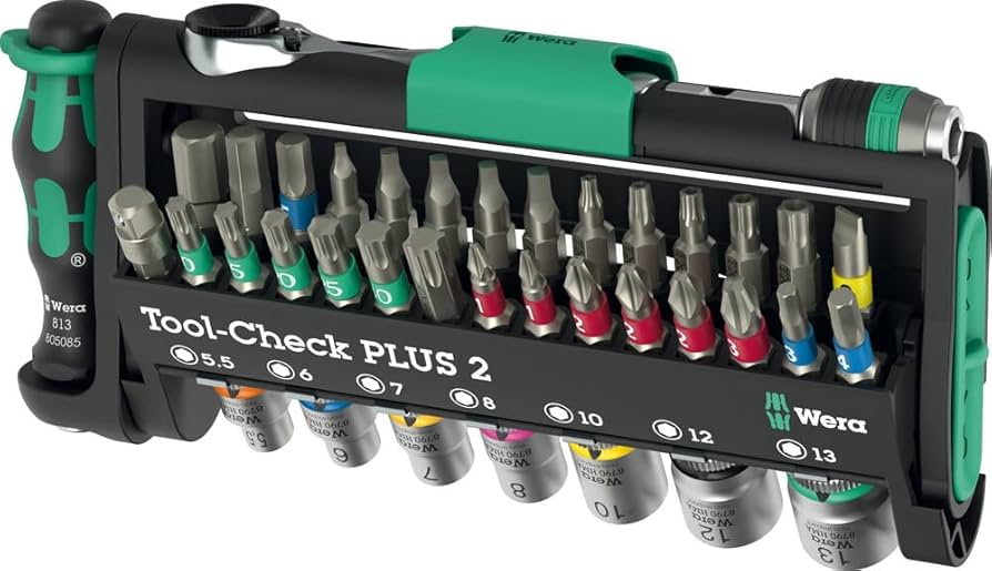 Комплект тресчотка ¼" и отвертка, с вложки, адаптер и битове, Tool-Check Plus 2 Wera, WERA, W049056