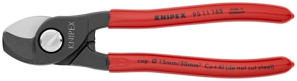 Ножици за рязане на кабел до 50мм2, червена ръкохватка 165мм, Knipex - K9511165