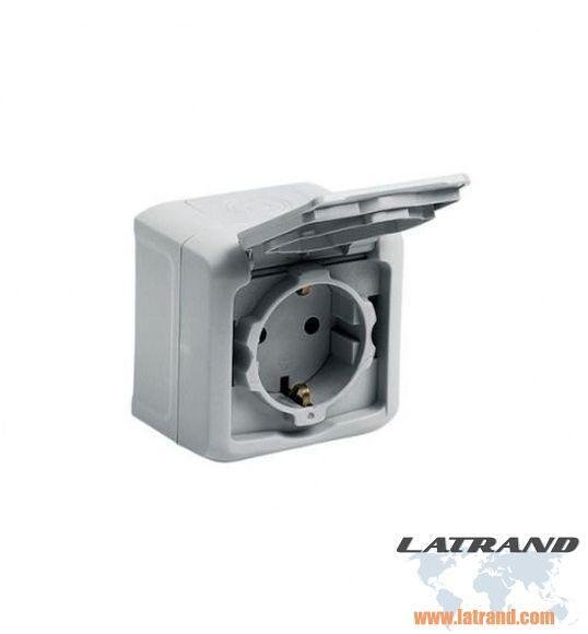 LEGRAND – 782393 КОНТАКТ ШУКО 16A ОТКРИТ МОНТАЖ IP44 СИВ ВЛАГОЗАЩИТЕН