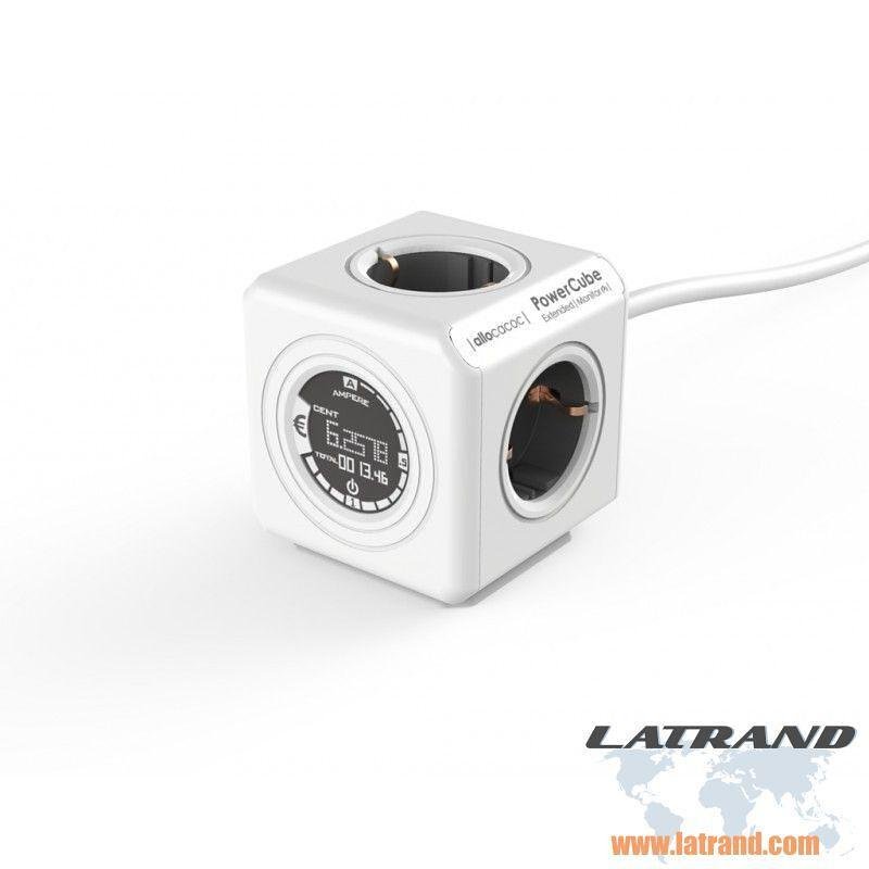 PowerCube 8910/DEEXMO контакт, 4 шуко контакта, дисплей за следене на консумацията, кабел 1.5 m, 10 A, защита от деца, Allocacoc