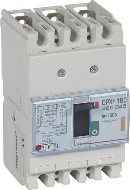 Автомат DPX3 160 TM 3P 100A 25кA регулируем (In x 0.8...1) Legrand, LEGRAND НИСКО НАПРЕЖЕНИЕ, 420045