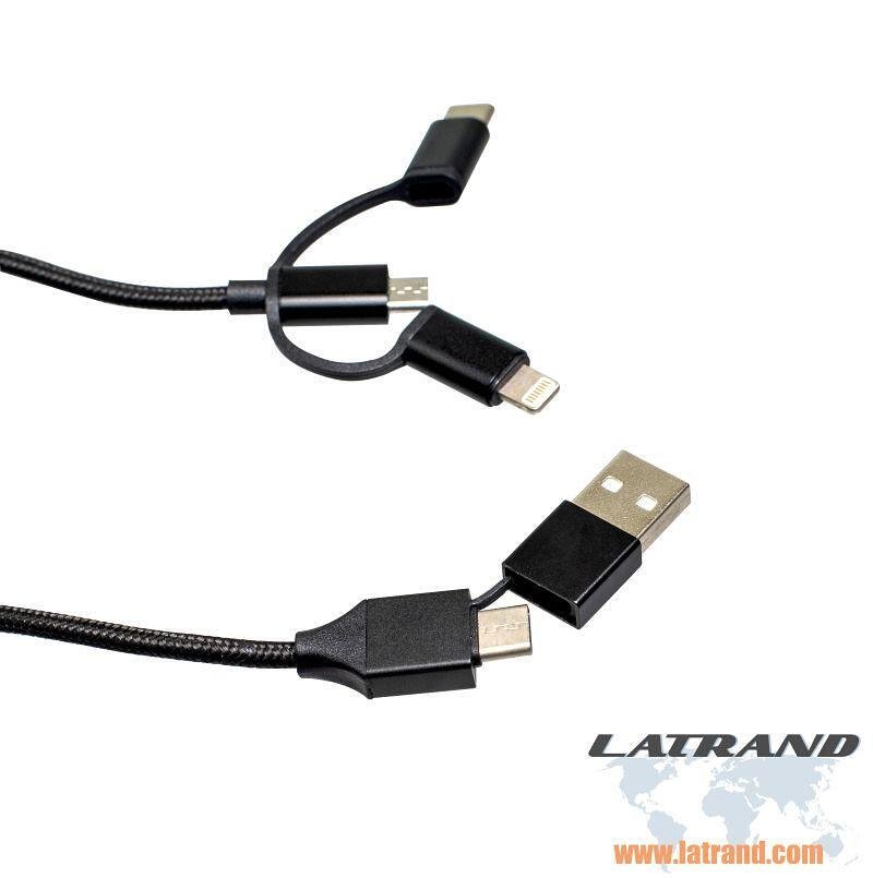 Универсален USB  кабел - USB A, USB C и micro USB, Latrans, usb uni