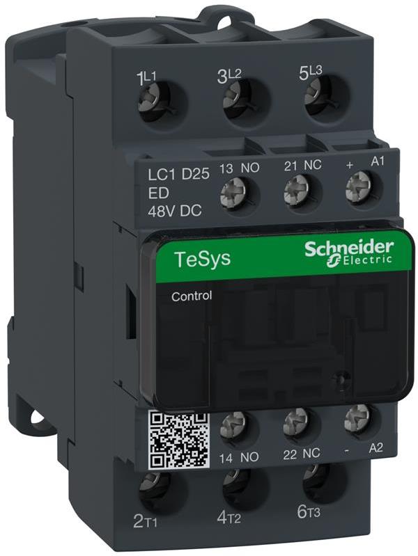 Контактор TeSys D 3P 11kW (25A AC-3) 1NO-1NC 220V DC SE, SCHNEIDER ELECTRIC НИСКО НАПРЕЖЕНИЕ, LC1D25MD
