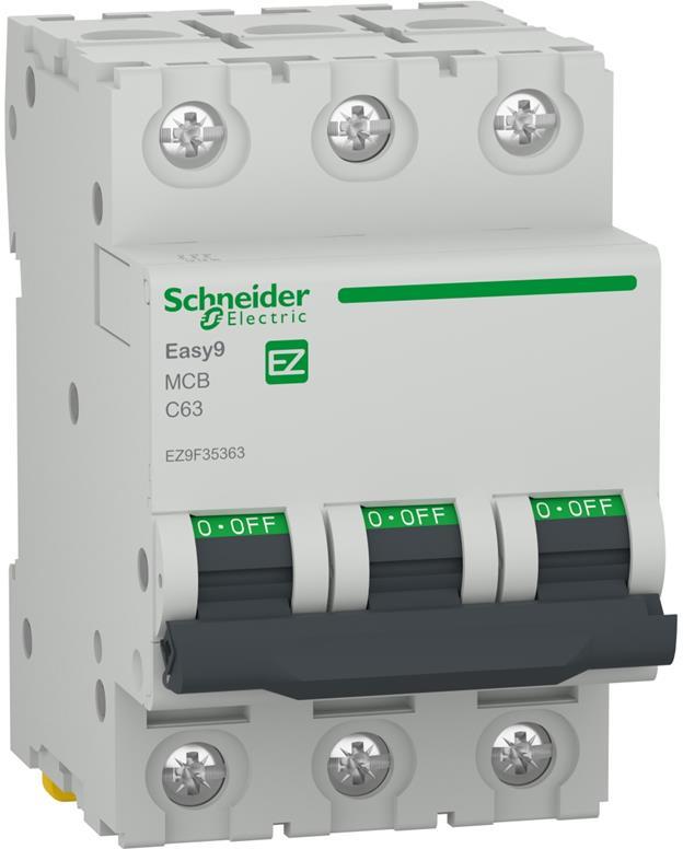 Автоматичен прекъсвач Easy 9 3P 63A крива C 6kA SE, SCHNEIDER ELECTRIC НИСКО НАПРЕЖЕНИЕ, EZ9F35363