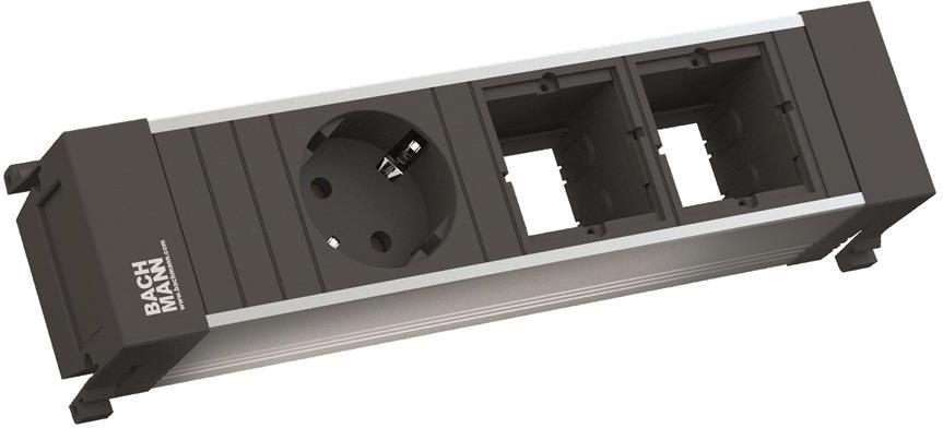 Модул за POWER FRAME 3M с 1х Шуко и 2х празни модула, цвят Черен, Bachmann, BACHMANN, B916.001