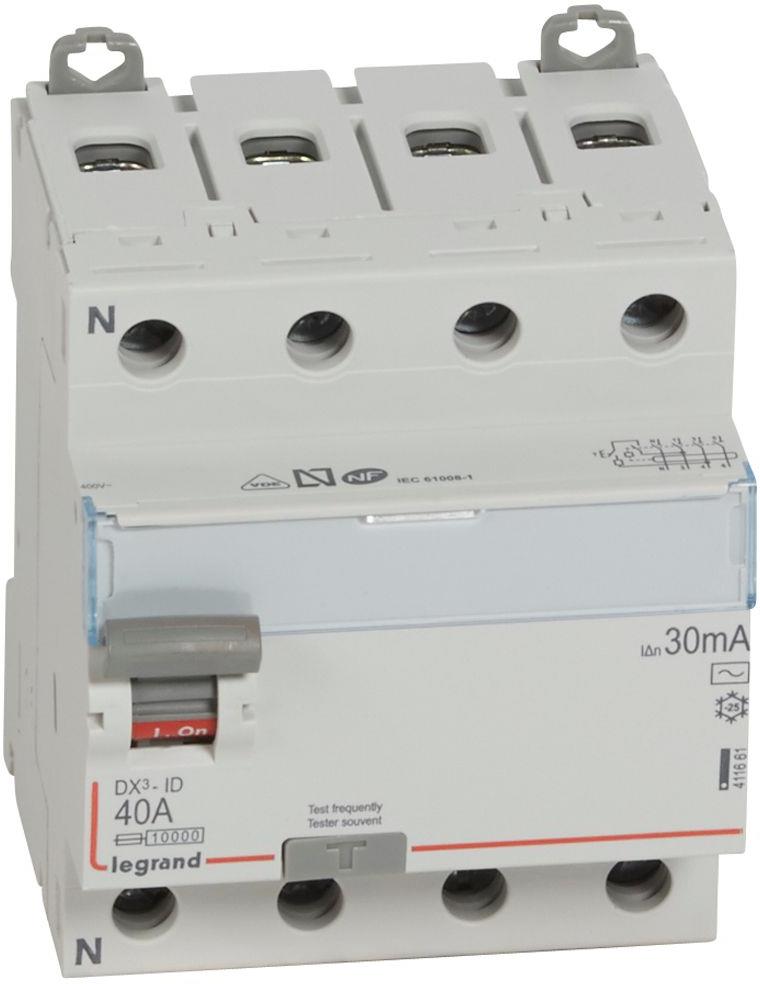 ДТЗ 4P 40A 30mА серия DX3 ID тип AC LN Legrand, LEGRAND НИСКО НАПРЕЖЕНИЕ, 411661