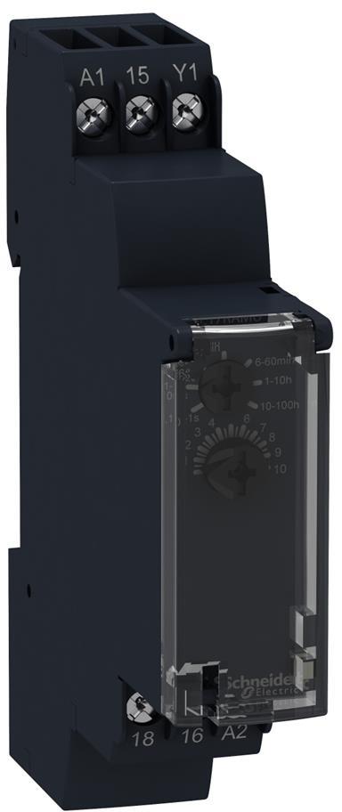Реле за време, закъснение при включване, 1x 0.1s…100h, 1c/o 8A, 24...240Vac SE, SCHNEIDER ELECTRIC НИСКО НАПРЕЖЕНИЕ, RE17RAMU