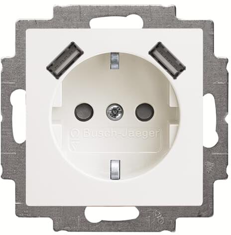 Контакт ШУКО 2P+E 16A + 2хUSB тип A 2.4A 12W цвят БЯЛ Basic 55 ABB, 2CKA002011A6287