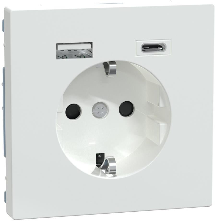 Механизъм контакт шуко 16A + USB A+C 3A 15W с лицев панел цвят Лотус System Design Merten SE, SCHNEIDER ELECTRIC, MEG2367-6035
