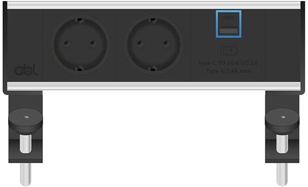Модул Flexi 3M с 2х Шуко и USB тип A+C, цвят Черен, ABL, ABL Сърбия, 2A20F2A3