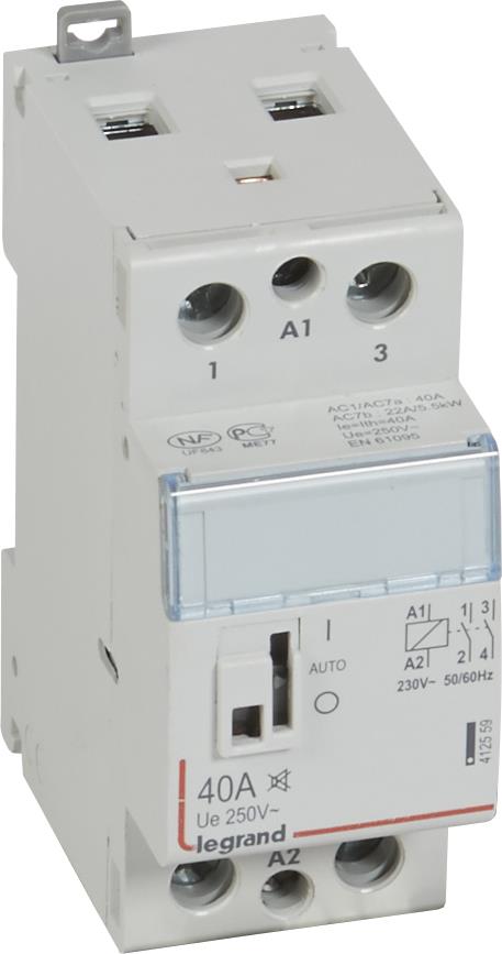 Модулен контактор с ръкохватка CX3, 40A 2NO 220V 2 модула БЕЗШУМЕН Legrand, LEGRAND НИСКО НАПРЕЖЕНИЕ, 412559