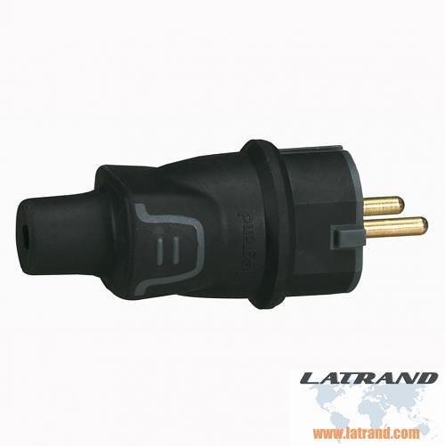 Щепсел френски черен 2Р+Т 16А ІР44 250V гумиран Legrand /10бр/ - 50445