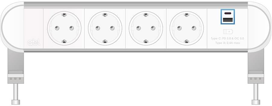 Модул Chroma 5M с 4х Шуко и USB тип A+C Power Delivery 65W, цвят Бял, ABL, ABL Сърбия, 2A01F4H3