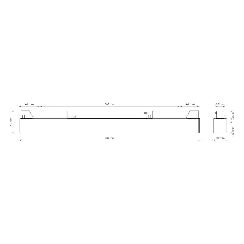 Линейна магнитна лампа за релсова система M-LINE, черна, 24 W, 1900 lm, 4000 K, DPM, MTL-SPL-24W-B