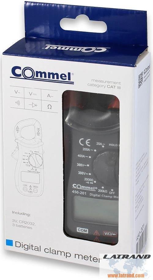 Дигитални амперклещи AC/DC 300V, 200Ohm, AC 20-400A кат.III до 300V Commel - C450-201