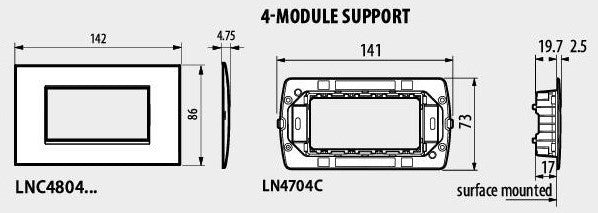 Рамка 4 мод. метална Gold mat AIR LL Bticino /до изчерпване/, BTICINO, LNC4804OF