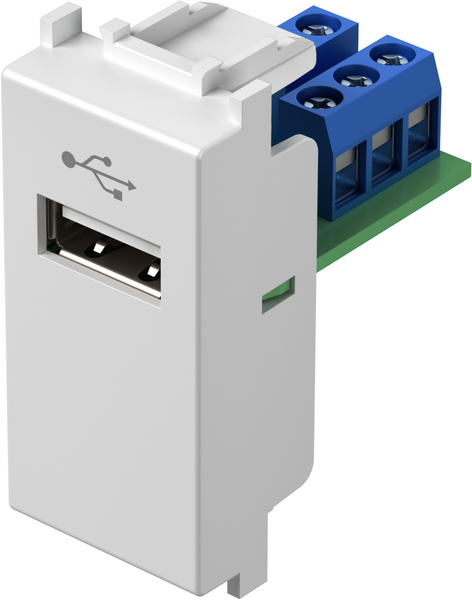Розетка USB A 2.0 за данни 1 мод. цвят Бял гланц Modul TEM, KM51PW