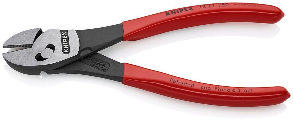 Клещи диагонални резачки усилени TwinForce, червена ръкохватка 180мм, Knipex - K7371180