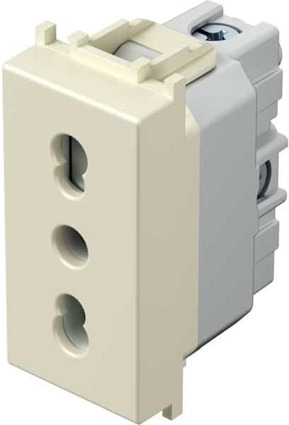 Контакт италиански стандарт 2P+E 16A 1 мод. цвят Крем гланц Modul TEM, VM30IW
