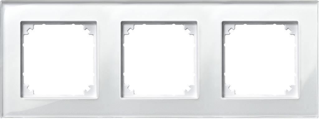 Рамка 3х цвят Блестящо бяло, стъкло System M Merten SE, SCHNEIDER ELECTRIC, 489319