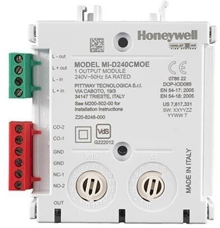 Адресируем модул с изолатор, 1 релеен изход 5А@240VAC, с кутия IP23, MI Honeywell, HONEYWELL, MI-D240CMOE