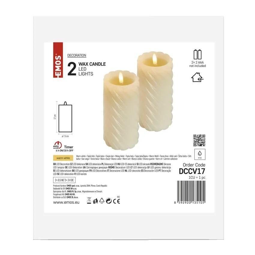 Декорация свещ 17х7.5см LED топла светлина 2 бр. IP20 с батерии CANDLES EMOS - DCCV17