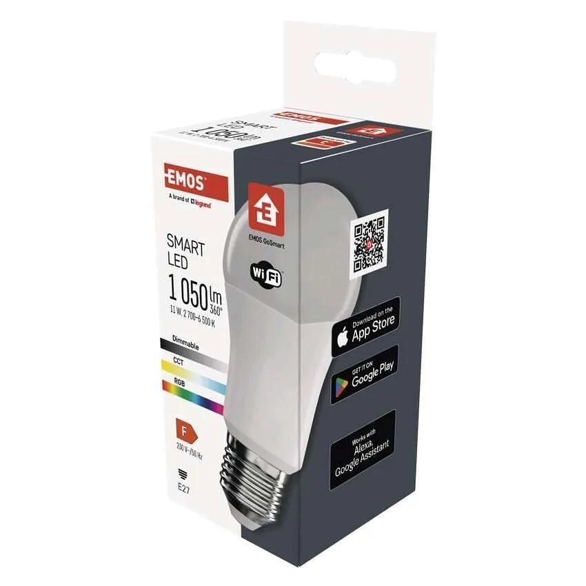 Лампа LED 11W RGBW E27 A60 1050lm 200° димируема 20000h Wi-Fi GoSmart EMOS