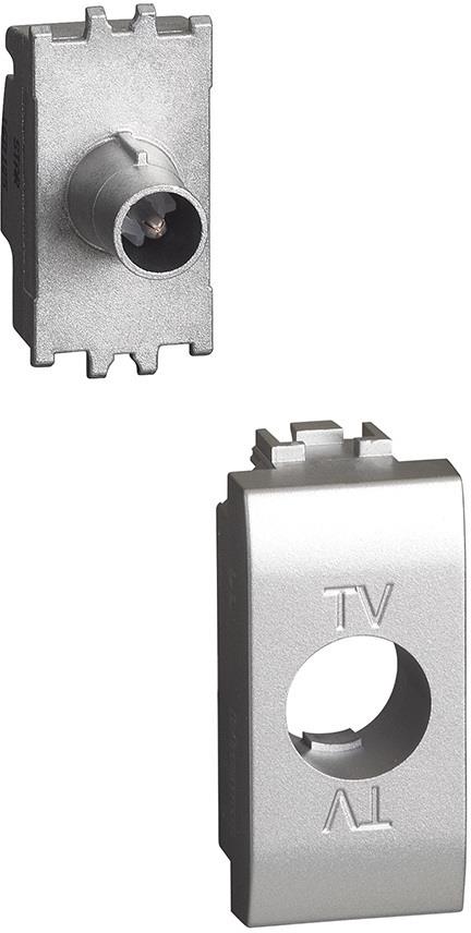 Розетка TV тип коаксиал преходна 1 мод. цвят Алуминий LL Bticino, BTICINO, NT4202P14N