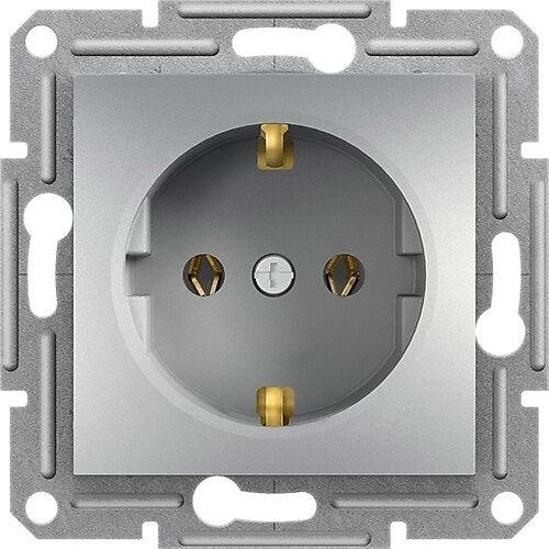 Контакт ШУКО 16A цвят Алуминий Asfora SE, SCHNEIDER ELECTRIC, EPH2900161