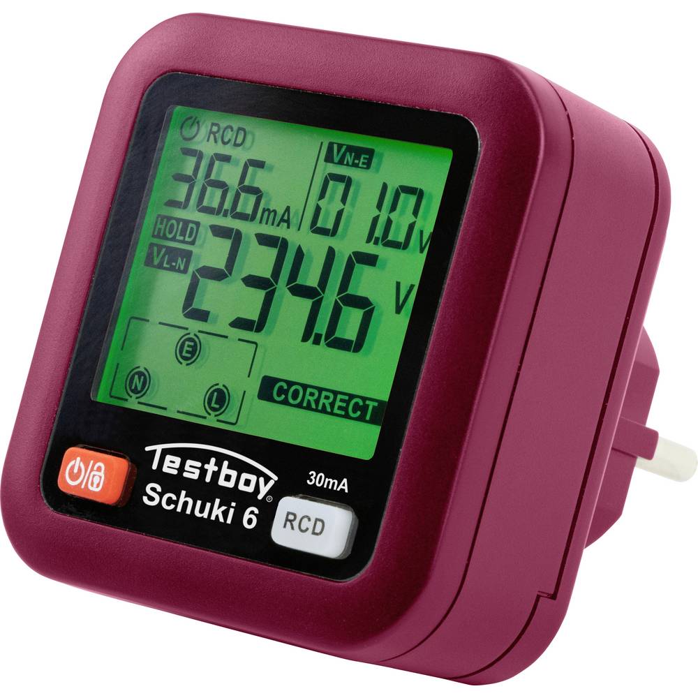 Тестер за контакт шуко CAT II 300Vac, ДТЗ 30mA, LCD, Testavit Schuki 6 Testboy, TESTBOY, 4028532200091