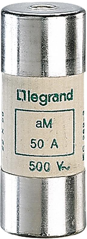 Стопяем цилиндричен предпазител тип aM 50A 22x58мм с индикатор Legrand, LEGRAND НИСКО НАПРЕЖЕНИЕ, 15150