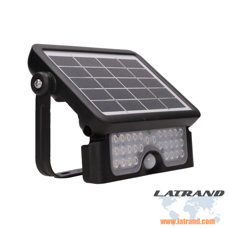 LUX LED  соларен прожектор със сензор за движение,5W, 500lm, IP65, 4000K, 2x1500mAh, черен - AD-SL-6108BLR4, ORNO