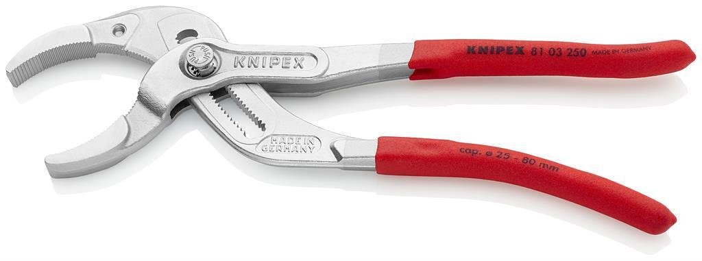 Клещи за сифони и ВиК връзки, хромирани, червена ръкохватка 250мм, Knipex - K8103250