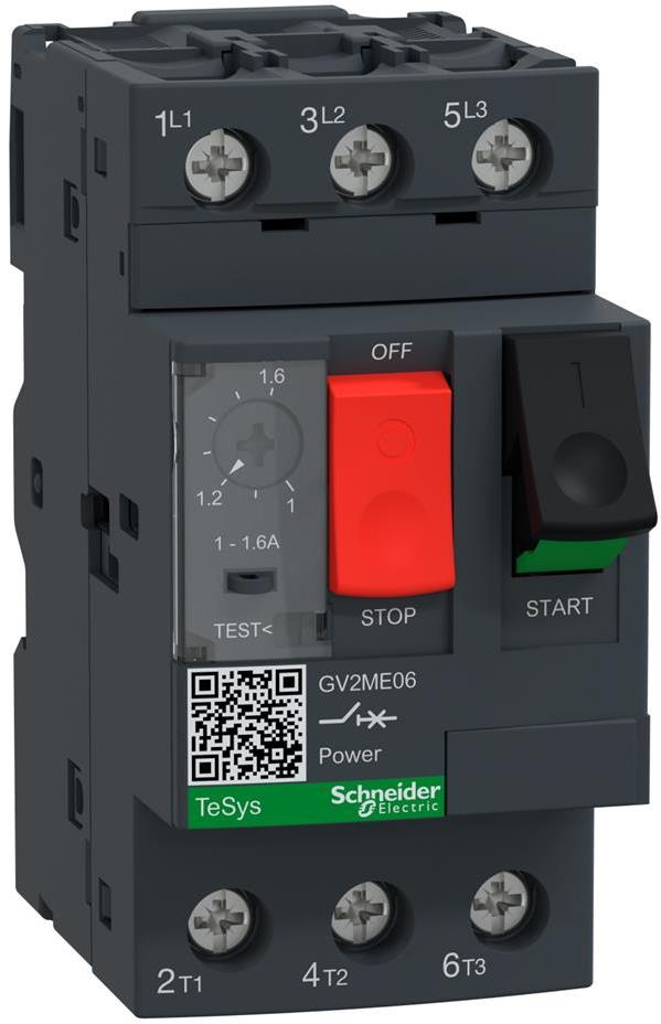 Моторна защита TeSys GV2ME 0.37kW TM 1…1.6A 100kA 50Hz SE, SCHNEIDER ELECTRIC НИСКО НАПРЕЖЕНИЕ, GV2ME06AP