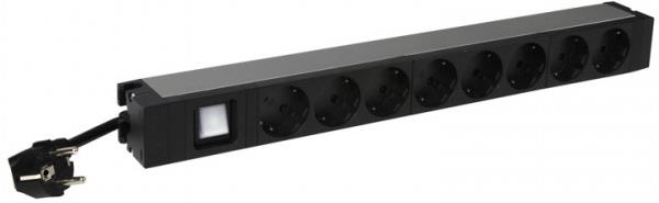 Разклонител PDU 19" 1U 8x ШУКО, с ключ, кабел 3м и щепсел универсален 16A, Legrand, LEGRAND, 646823