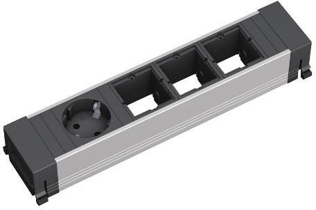 Модул за TOP FRAME или CONFERENCE 4M с 1х Шуко и 3х празни модула, цвят Черен, Bachmann, BACHMANN, B909.002