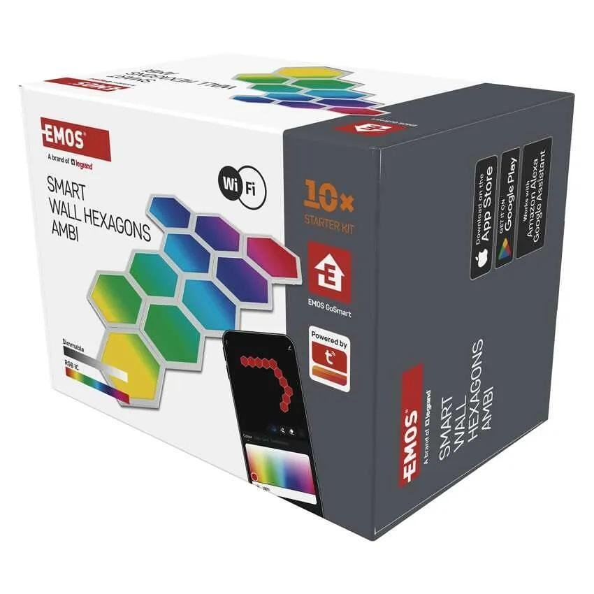 Аплик (комплект 10 бр.) LED 1.9W RGBIC Hexagon 20000h IP20 Wi-Fi GoSmart EMOS