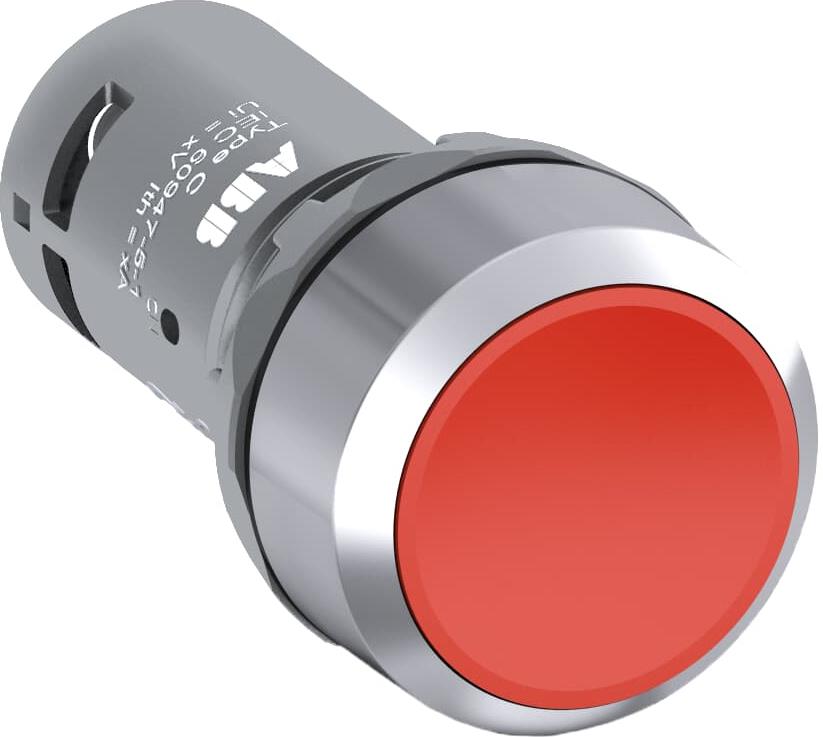 Бутон червен CP1-30R-20 2NO хромиран ринг Ø22mm Compact ABB, 1SFA619100R3021