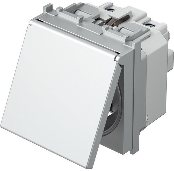 Контакт шуко 2P+E 16A 2 мод. с капаче цвят Сребро мат Modul TEM, VM11SS
