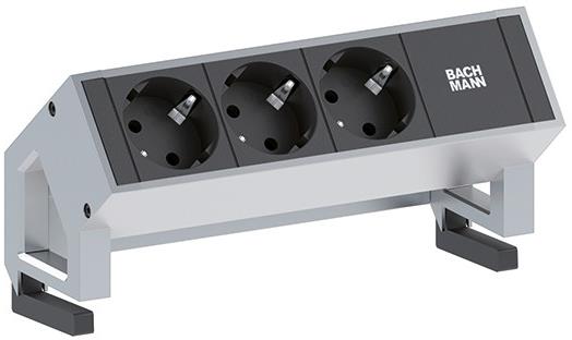Модул DESK 2 с 3х Шуко, цвят Инокс, Bachmann, BACHMANN, B902.4048