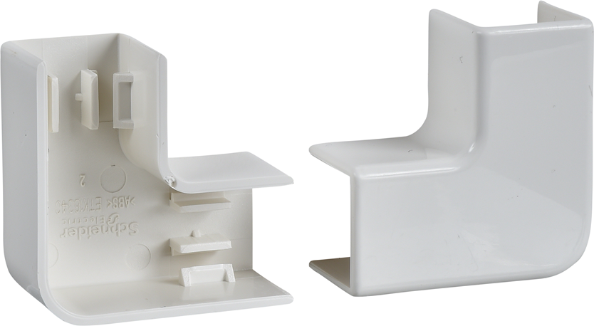 Плосък ъгъл 90° 60x25 60х40 и 60х60mm за мини канали Ultra PVC SE /до изчерпване/, SCHNEIDER ELECTRIC, ETK60341